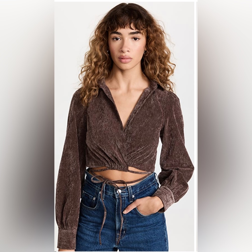 En Saison corduroy wrap blouse